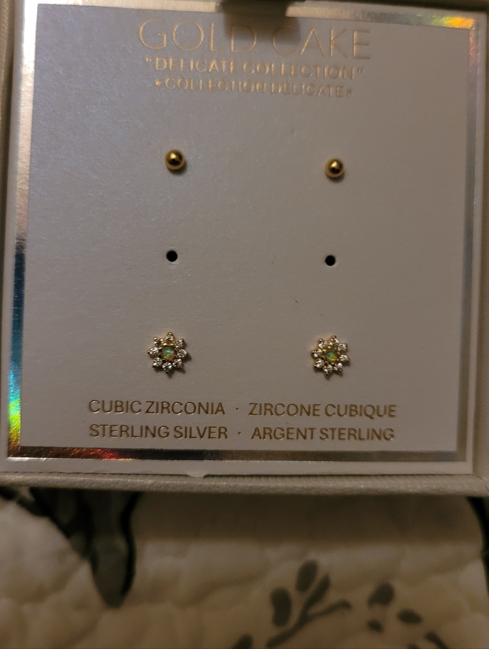 Sterling Silver Cubic Zirconia Floral Stud Earrings - Opalesecant